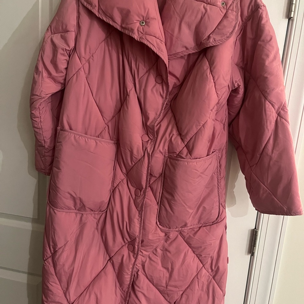 Free People Rose Pink Quilted Jacket xl NWOT